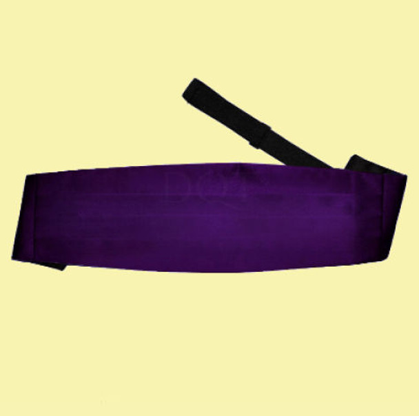 Purple Mens Plain Satin Pleated Wedding Cummerbund