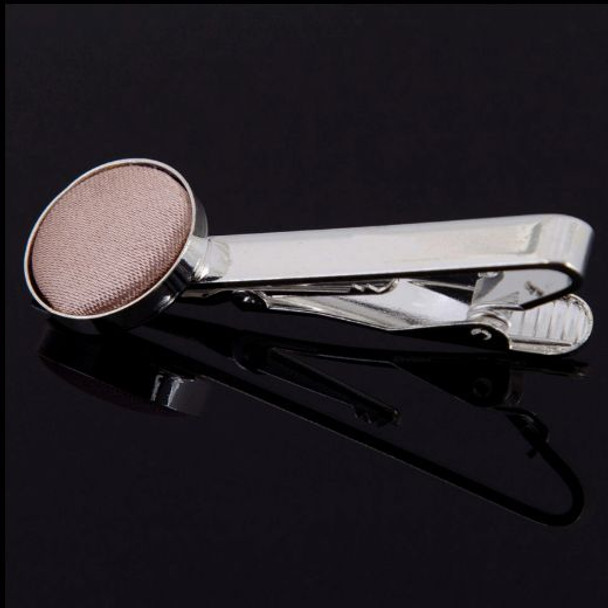 Mocha Brown Plain Satin Inlay Round Wedding Mens Tie Clip Set Of Two