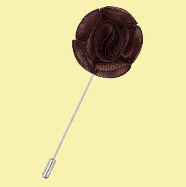 Chocolate Brown Plain Shantung Tie Pin Wedding Mens Lapel Pin Set Of Two