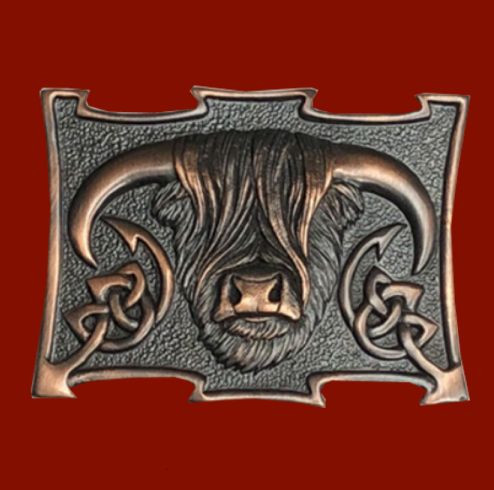 Highland Coo Mens Chocolate Bronze Kilt Belt Buckle