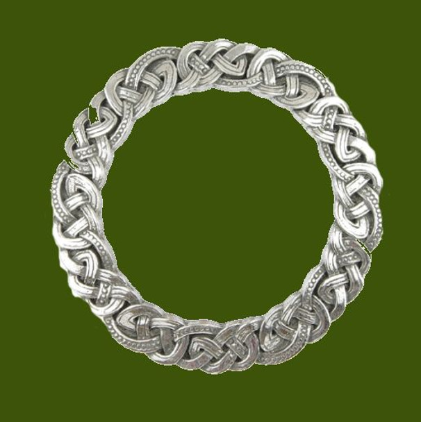 Celtic Ropework Round Open Chrome Finish Stylish Pewter Plaid Brooch