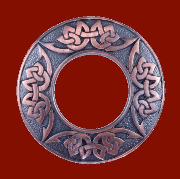 Celtic Knotwork Round Open Chocolate Bronze Plaid Brooch