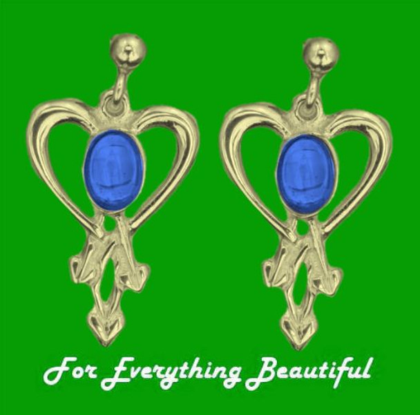 Glasgow Girls Heart Oval Labradorite 9K Yellow Gold Drop Earrings