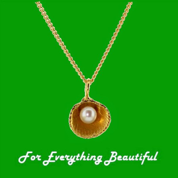 Cockle Shell Freshwater Pearl Snake Chain Small 9K Yellow Gold Pendant