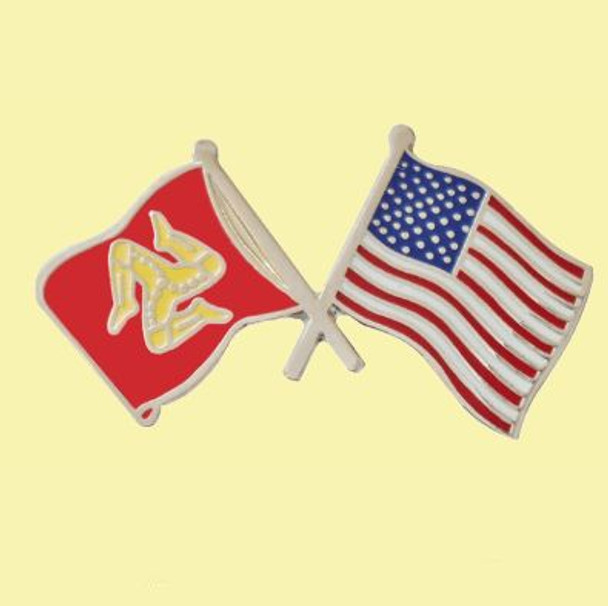 Isle Of Man United States Crossed Country Flags Friendship Enamel Lapel Pin Set x 3