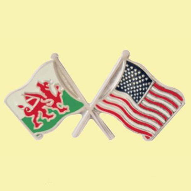 Wales United States Crossed Country Flags Friendship Enamel Lapel Pin Set x 3