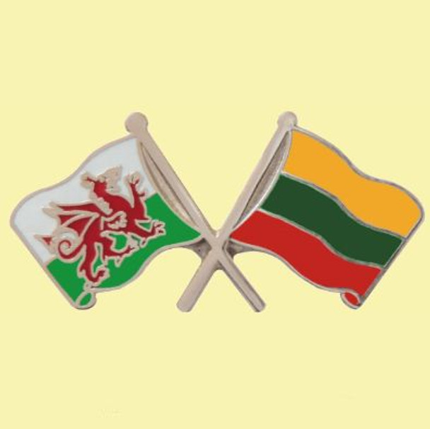 Wales Lithuania Crossed Country Flags Friendship Enamel Lapel Pin Set x 3