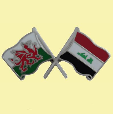 Wales Iraq Crossed Country Flags Friendship Enamel Lapel Pin Set x 3