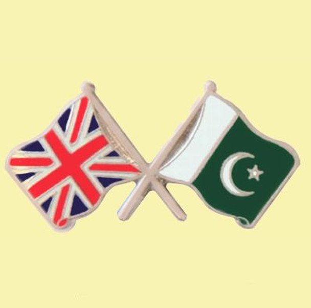 Union Jack Pakistan Crossed Country Flags Friendship Enamel Lapel Pin Set x 3