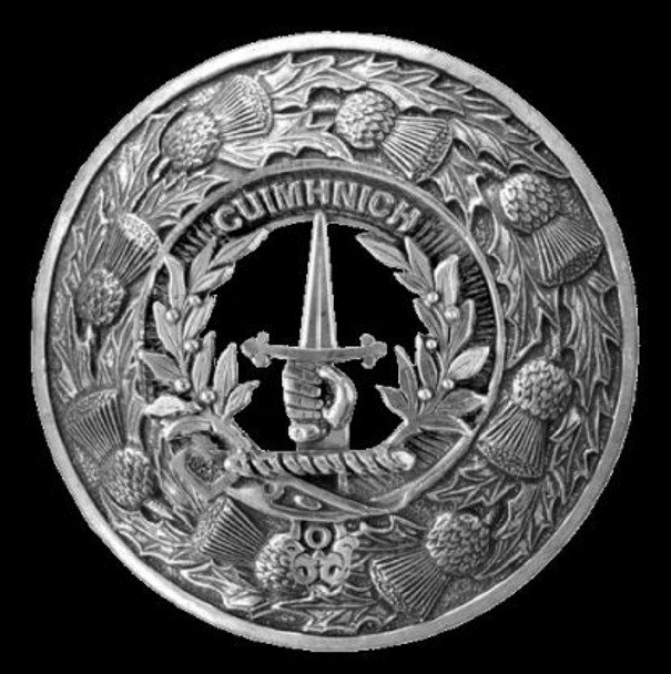 MacDonald Glencoe Clan Crest Thistle Round Sterling Silver Clan Badge Plaid Brooch