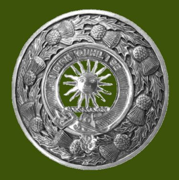 MacLeod Of Lewis Clan Crest Thistle Round Stylish Pewter Clan Badge Plaid Brooch