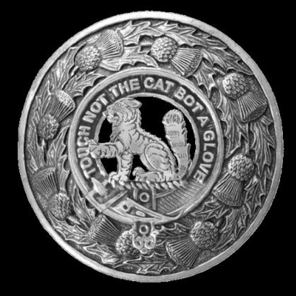 MacPherson Clan Crest Thistle Round Sterling Silver Clan Badge Plaid Brooch