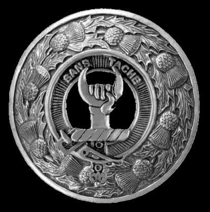 Napier Clan Crest Thistle Round Sterling Silver Clan Badge Plaid Brooch