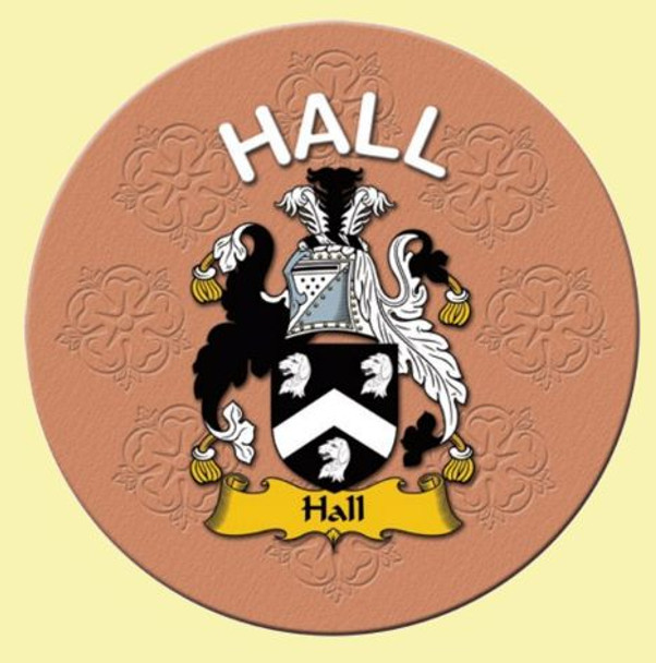 Hall Coat of Arms Cork Round English Family Name Coasters Set of 10