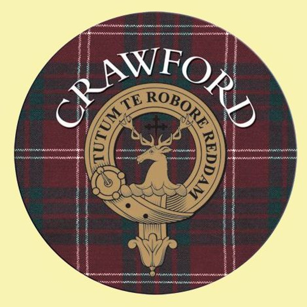 Crawford Clan Crest Tartan Cork Round Clan Badge Coasters Set of 10