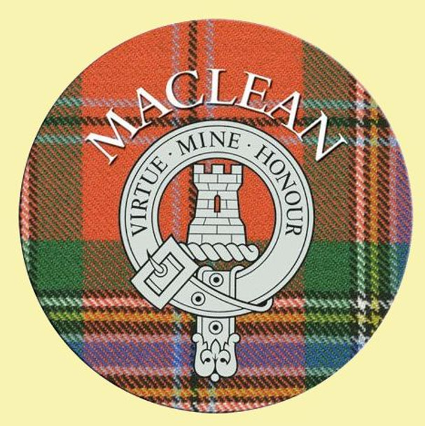 MacLean Clan Crest Tartan Cork Round Clan Badge Coasters Set of 10