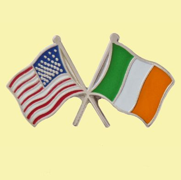 United States Ireland Crossed Country Flags Friendship Enamel Lapel Pin Set x 3