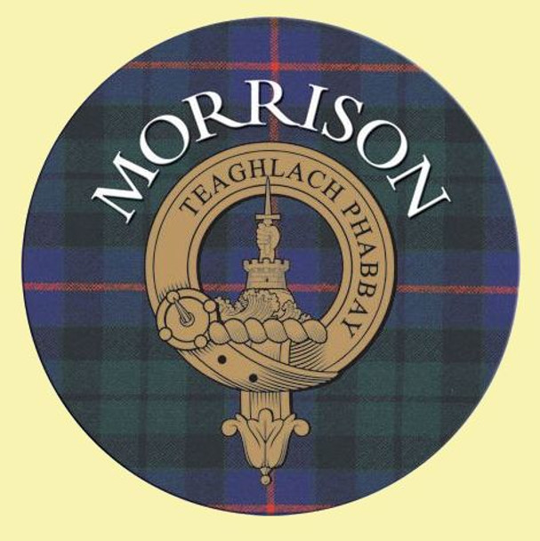 Morrison Clan Crest Tartan Cork Round Clan Badge Coasters Set of 10