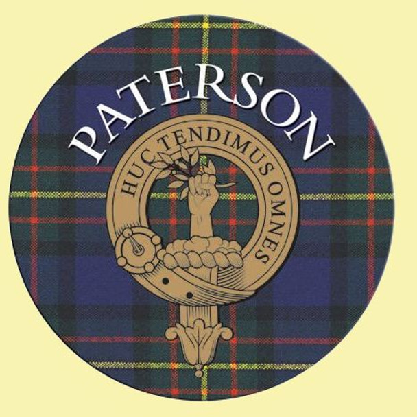 Paterson Clan Crest Tartan Cork Round Clan Badge Coasters Set of 10