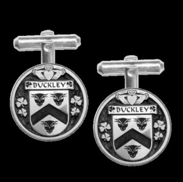 Buckley Irish Coat Of Arms Claddagh Sterling Silver Family Crest Cufflinks
