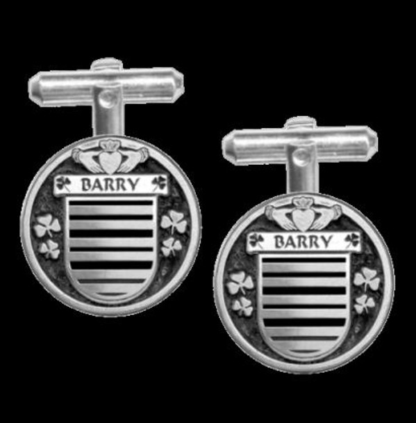 Barry Irish Coat Of Arms Claddagh Sterling Silver Family Crest Cufflinks