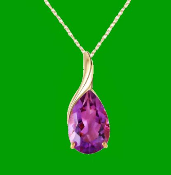 Purple Amethyst Pear Drop Accent 14K Yellow Gold Pendant