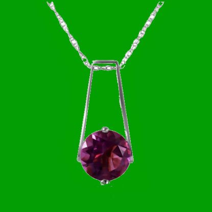 Purple Amethyst Round Drop 14K White Gold Pendant