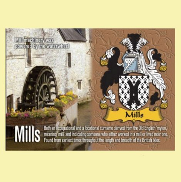 Mills Coat of Arms English Family Name Fridge Magnets Set of 10