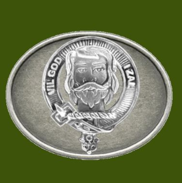 Menzies Clan Badge Oval Antiqued Mens Stylish Pewter Belt Buckle