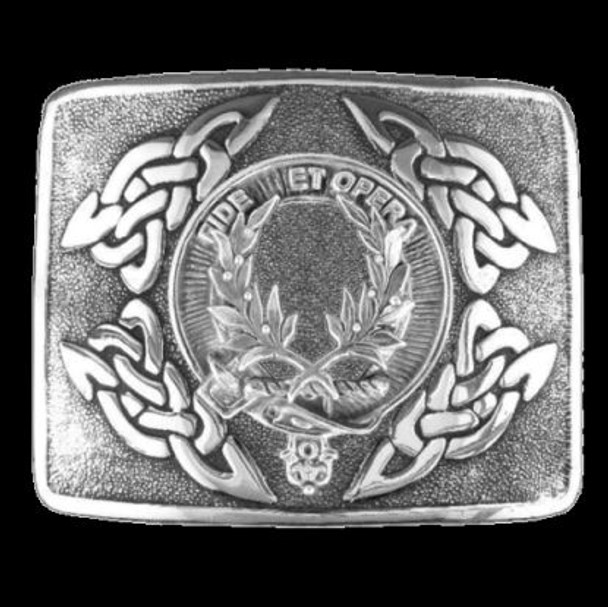 MacArthur Clan Badge Interlace Mens Sterling Silver Kilt Belt Buckle