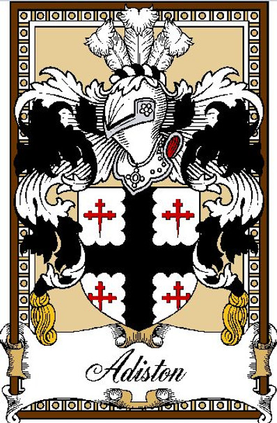 Adiston Bookplate Coat Of Arms Family Crest Paper Poster
