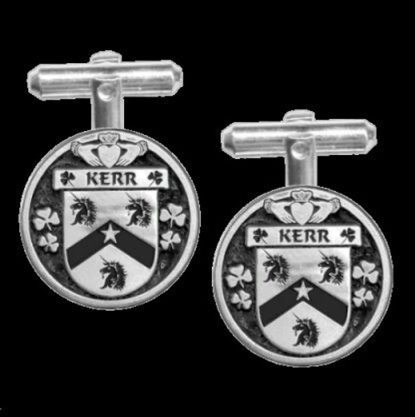 Kerr Irish Coat Of Arms Claddagh Sterling Silver Family Crest Cufflinks