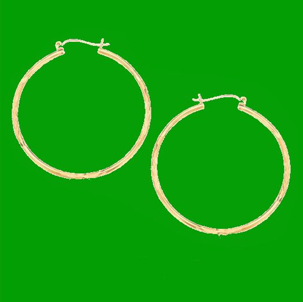 14K Yellow Gold Classic Simple 30mm Circle Hoop Earrings 