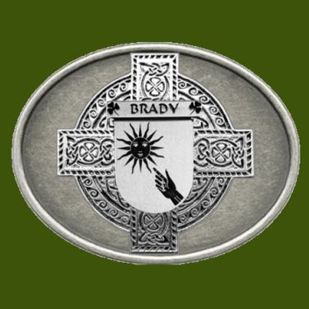 Brady Irish Coat of Arms Oval Antiqued Mens Stylish Pewter Belt Buckle
