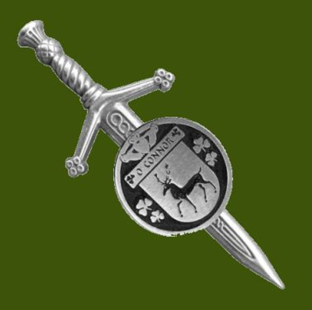 OConnor Irish Coat Of Arms Claddagh Round Stylish Pewter Small Kilt Pin