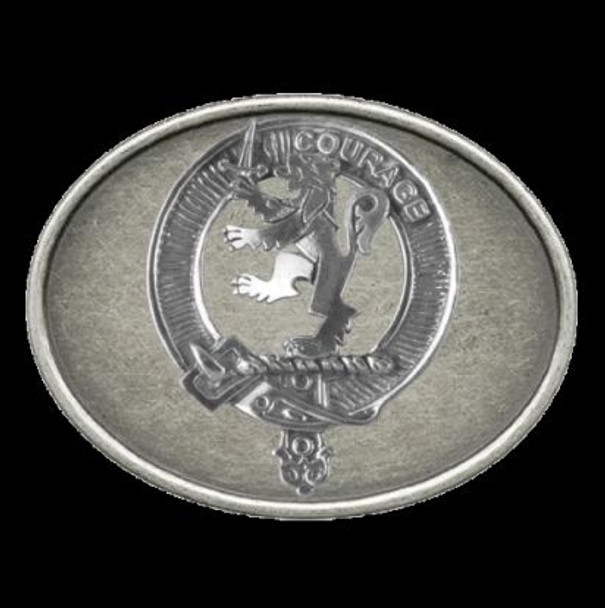 Cumming Clan Badge Oval Antiqued Mens Sterling Silver Belt Buckle