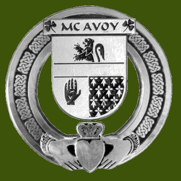 McAvoy Irish Coat Of Arms Claddagh Stylish Pewter Family Crest Badge 