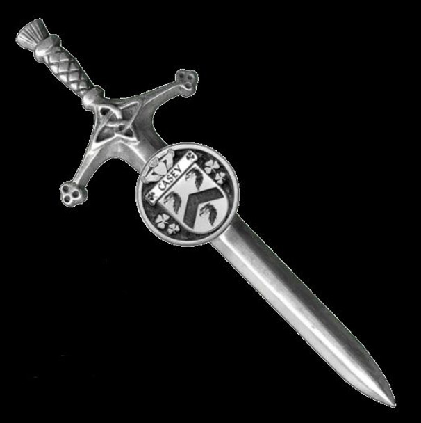 Casey Irish Coat Of Arms Claddagh Round Silver Family Crest Large Kilt Pin