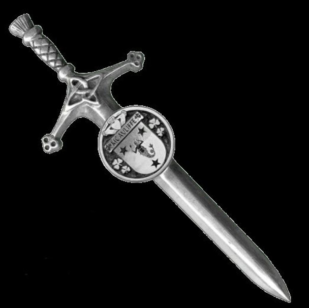McAuliffe Irish Coat Of Arms Claddagh Round Silver Family Crest Large Kilt Pin