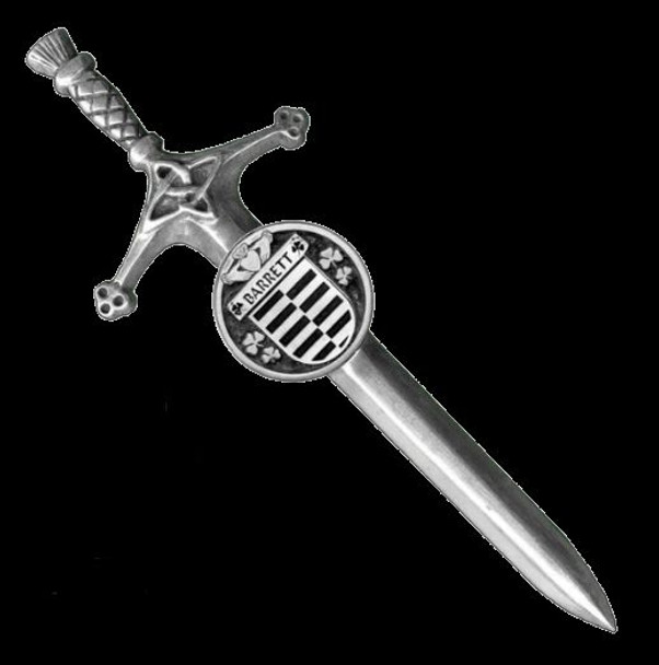 Barrett Irish Coat Of Arms Claddagh Round Silver Family Crest Large Kilt Pin