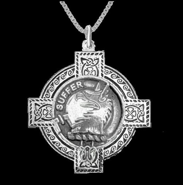 Haldane Clan Badge Celtic Cross Sterling Silver Clan Crest Pendant