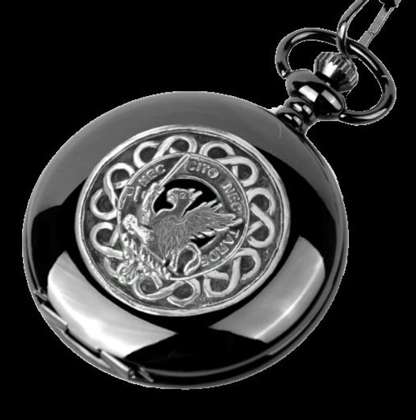 Bannatyne Clan Badge Silver Clan Crest Black Hunter Pocket Watch