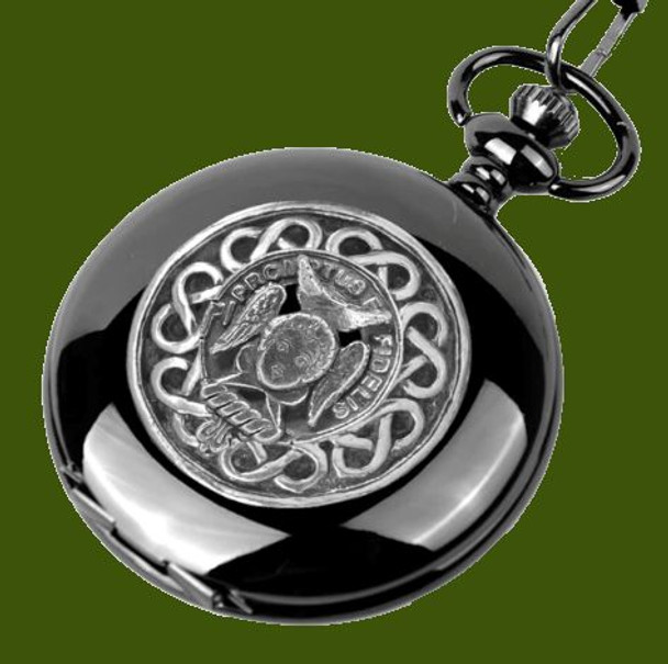 Carruthers Clan Badge Pewter Clan Crest Black Hunter Pocket Watch