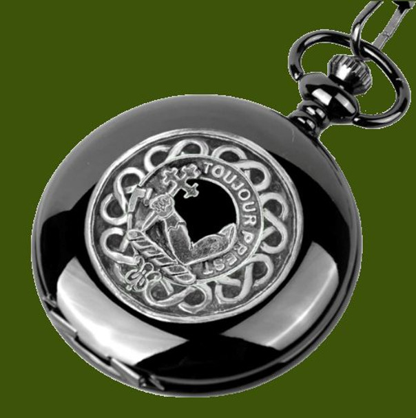 MacDonald Of Dunnyveg Clan Badge Pewter Clan Crest Black Hunter Pocket Watch MacDonald Of Dunnyveg Clan Badge Pewter Clan Crest Black Hunter Pocket Watch