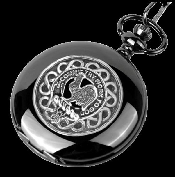 Sinclair Clan Badge Silver Clan Crest Black Hunter Pocket Watch