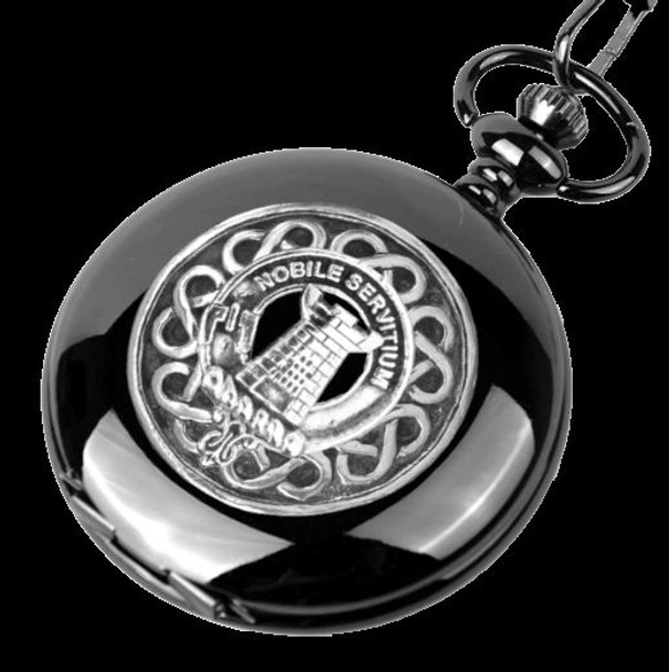 Spaulding Clan Badge Silver Clan Crest Black Hunter Pocket Watch
