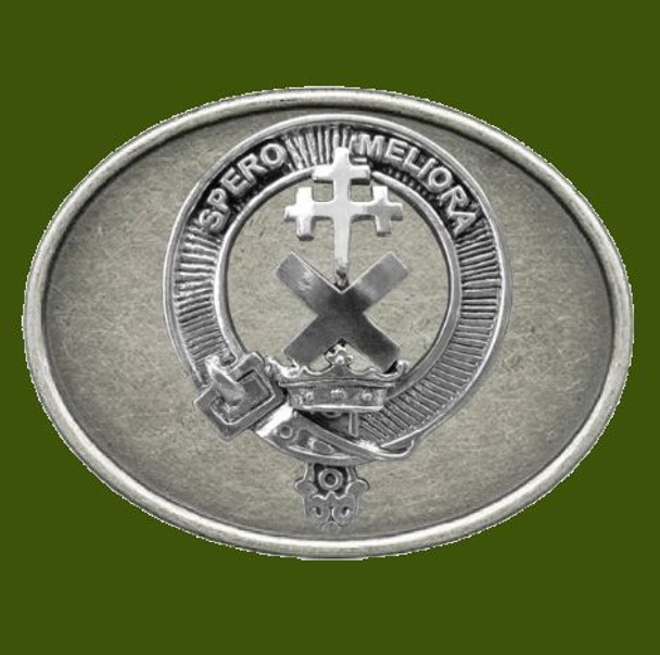 Moffat Clan Badge Oval Antiqued Mens Stylish Pewter Belt Buckle