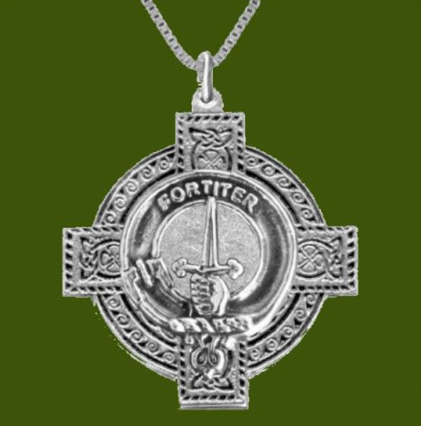 MacAlister Clan Badge Celtic Cross Stylish Pewter Clan Crest Pendant