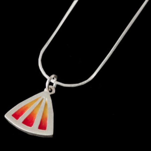 Celtic Fire Enamelled Triangular Fan Small Sterling Silver Pendant