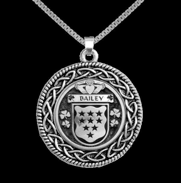 Butler Irish Coat Of Arms Interlace Round Silver Family Crest Pendant